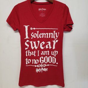 Harry Potter I Solemnly Swear.. Red V-neck Short Sleeve T-Shirt L Junior GUC